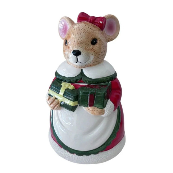 CHRISTMAS MOUSE COOKIE JAR VERY CUTE. - Picture 1 of 10